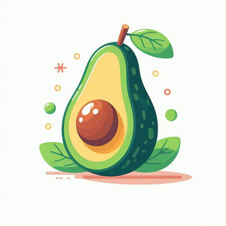 Avocado fruit isolated on white background. Vector illustration in cartoon style.のイラスト素材