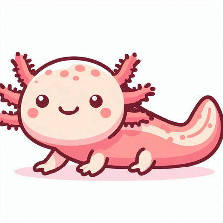 Illustration of a Cute Cartoon Octopus on a White Backgroundのイラスト素材