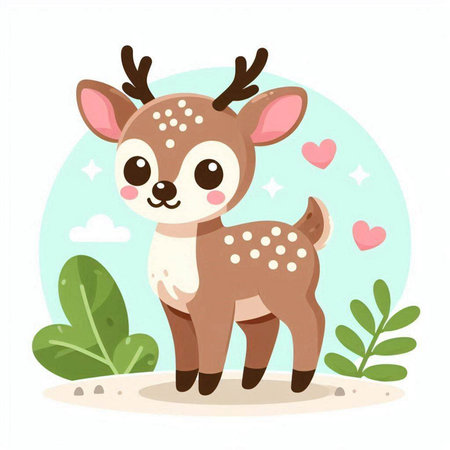 Cute cartoon deer. Vector illustration of a cute little deer.のイラスト素材