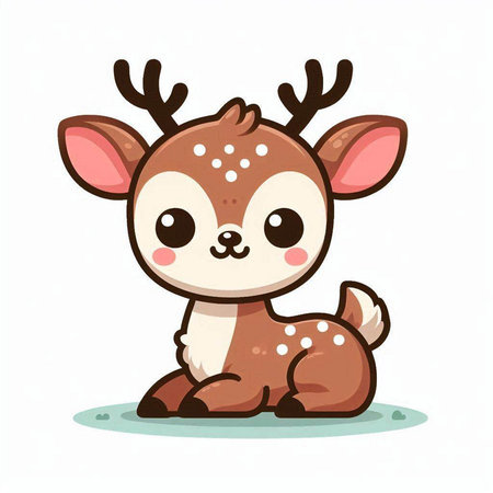Cute cartoon deer. Vector illustration isolated on a white background.のイラスト素材