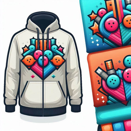Vector Illustration of a Fashionable Hoodie with Colorful Backgroundのイラスト素材
