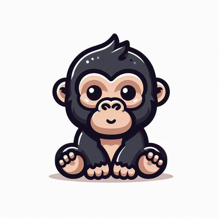 Cute monkey isolated on white background. Vector illustration in cartoon style.のイラスト素材