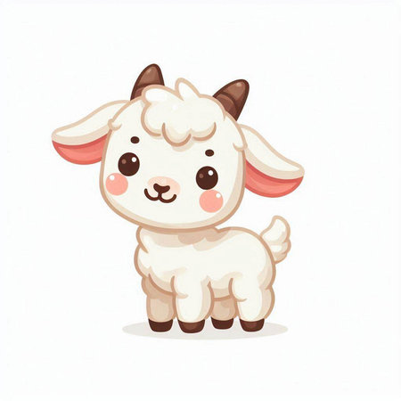 Cute cartoon sheep isolated on a white background. Vector illustration.のイラスト素材