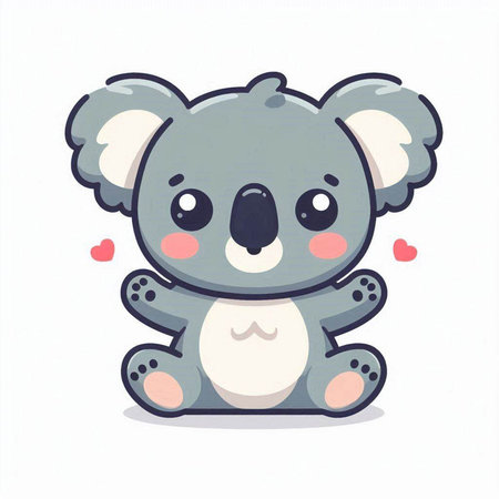 Cute cartoon koala on a white background. Vector illustration.のイラスト素材