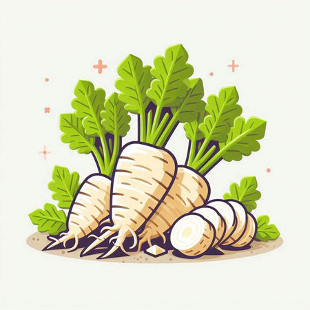 Parsnip vector illustration. Vegetarian food. Healthy eating.のイラスト素材