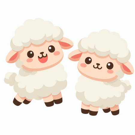 Cute cartoon sheep. Vector illustration isolated on a white background.のイラスト素材