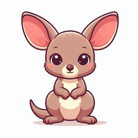 Cute kangaroo cartoon character. Vector illustration isolated on white background.のイラスト素材