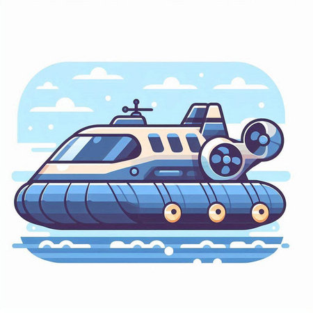 Submarine in the sky. Vector illustration in a flat style.のイラスト素材