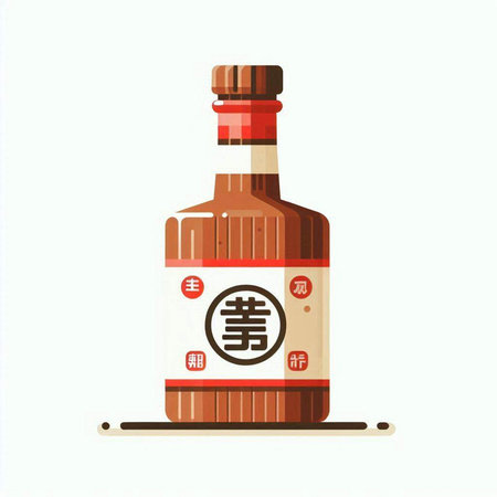 Chinese tequila bottle isolated on white background. Vector illustration in flat style.のイラスト素材