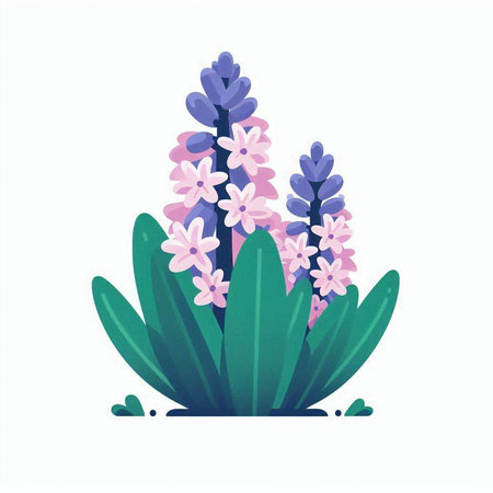 Beautiful hyacinth flowers. Vector illustration in cartoon style.のイラスト素材