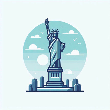 Statue of Liberty, New York City, USA, vector illustrationのイラスト素材