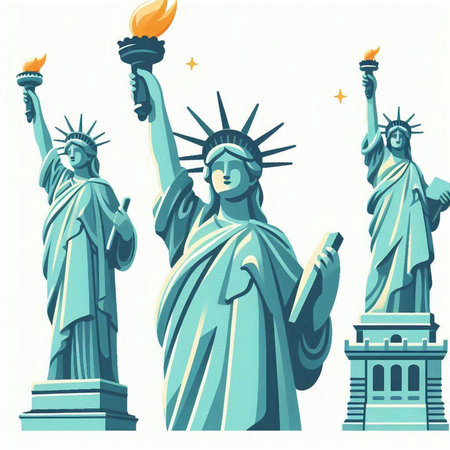 Statue of Liberty, New York, USA. Vector illustration.のイラスト素材