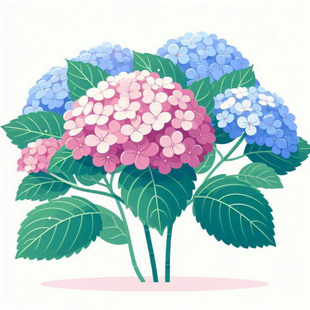 Hydrangea flowers isolated on a white background. Vector illustration.のイラスト素材