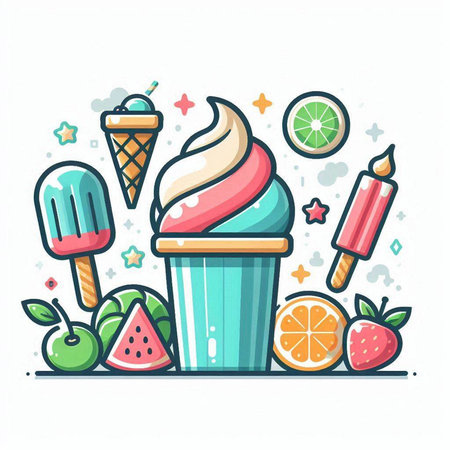 Ice cream vector line icon set. Ice cream illustration sign collection.のイラスト素材