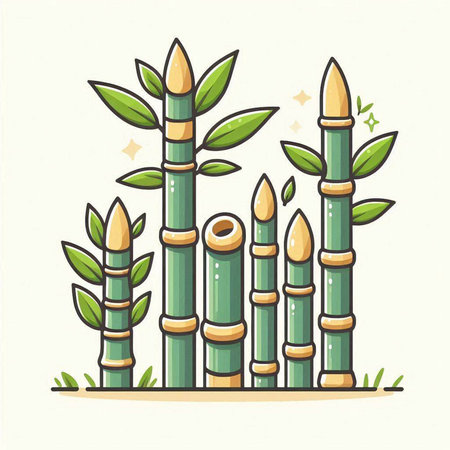 Illustration of green bamboo in cartoon style. Vector illustration for your designのイラスト素材
