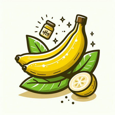 Banana and lemon fruit icon. Vector illustration of banana and lemon juice.のイラスト素材