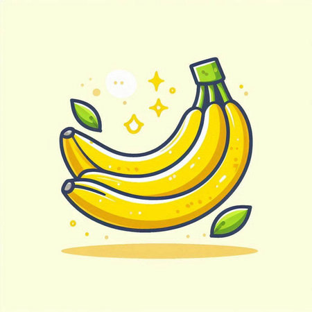 Banana fruit vector illustration. Hand drawn cartoon style fruit icon.のイラスト素材