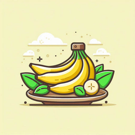 Banana fruit icon in flat design. Vector illustration of fresh fruit.のイラスト素材