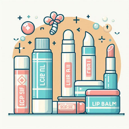 Cosmetics and make-up products in flat style. Vector illustration.のイラスト素材