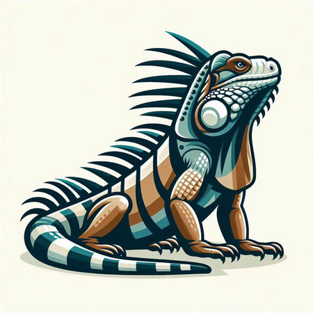 Iguana on a white background. Vector illustration of a lizard.のイラスト素材