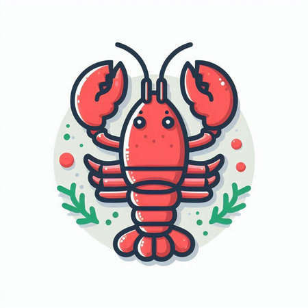 Lobster icon. Cute vector illustration in flat style.のイラスト素材