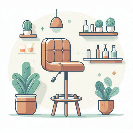 Vector illustration of office chair in flat style. Furniture for work and rest.のイラスト素材