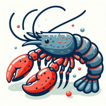 Lobster on a white background. Vector illustration in cartoon style.のイラスト素材