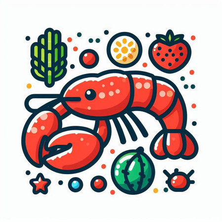 Hand drawn seafood icon in doodle style. Vector illustration.のイラスト素材