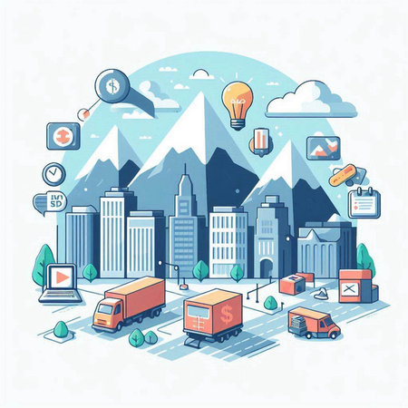 Flat design modern vector illustration concept of online shopping, e-commerce and delivery.のイラスト素材