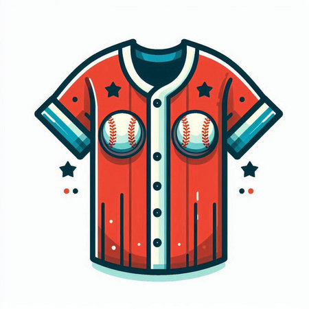 Baseball shirt design, vector illustration in flat cartoon style. T-shirt print design.のイラスト素材