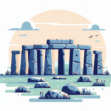 Stonehenge, England, United Kingdom. Hand drawn vector illustration.のイラスト素材