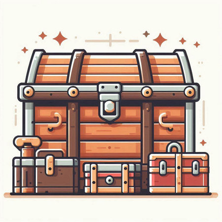 Vector illustration of a treasure chest with a lot of chestnuts.のイラスト素材