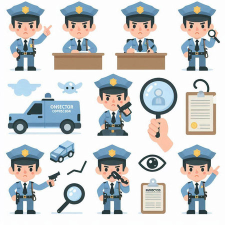 police man character vector design. police man icons. police man vector design. police man icons. police man vector designのイラスト素材
