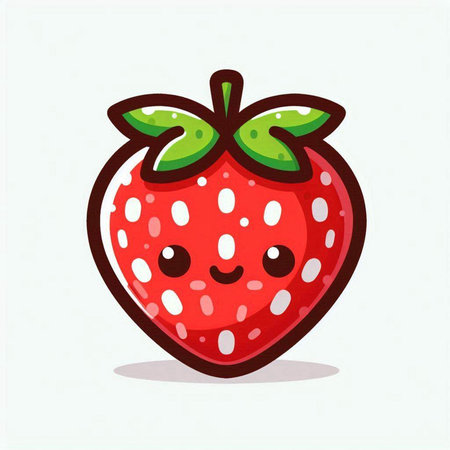 Cute kawaii strawberry character isolated on white background. Vector illustration.のイラスト素材