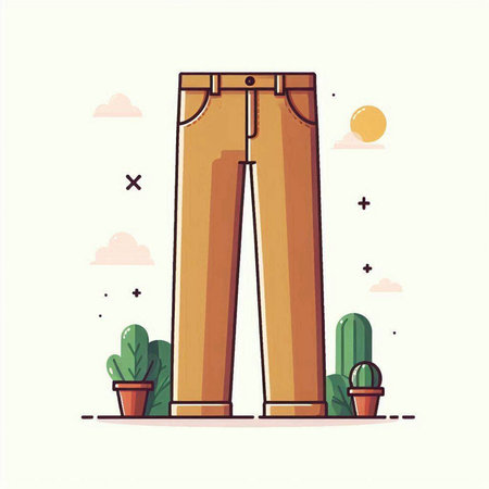 Vector illustration of pants on the background of the nature. Flat style.のイラスト素材