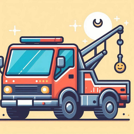 Vector illustration of fire truck. Flat style design. Concept for web banners and printed materials.のイラスト素材