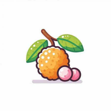 Lychee fruit icon. Vector illustration in a flat style.のイラスト素材