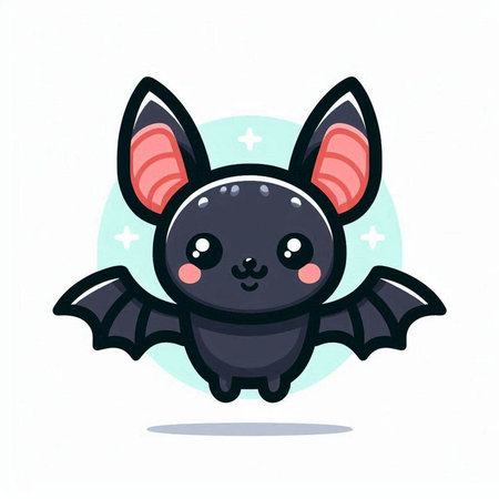 Cute cartoon bat on a white background. Vector illustration of a bat.のイラスト素材