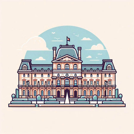 Bucharest, Romania. City hall building. Vector illustration.のイラスト素材
