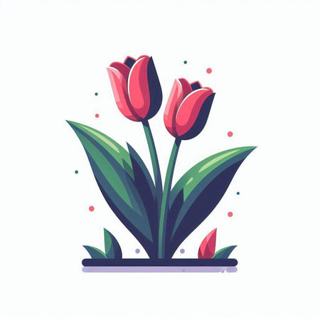 Tulip flowers. Vector illustration in flat style isolated on white background.のイラスト素材
