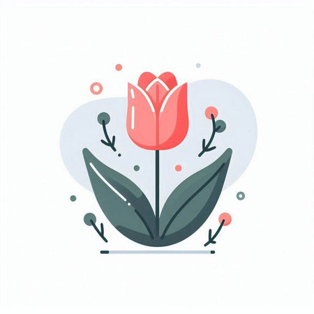 Tulip flower icon. Hand drawn vector illustration in flat style.のイラスト素材