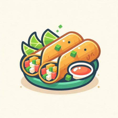 Illustration of a sushi roll. Vector illustration of Japanese food.のイラスト素材
