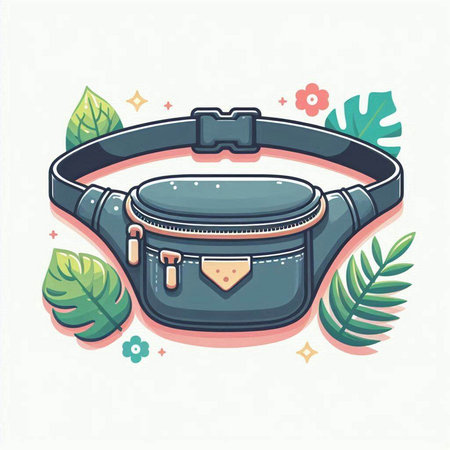 Fashionable belt with a buckle. Vector illustration in flat style.のイラスト素材