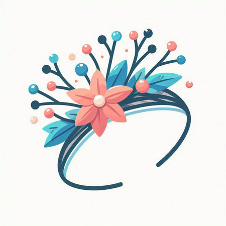 Vector illustration of a wedding ring decorated with flowers, leaves and berries.のイラスト素材
