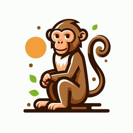 Monkey - vector illustration. Isolated on a white background.のイラスト素材