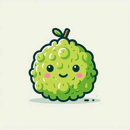 kawaii kaffir lime fruit character vector illustration design.のイラスト素材
