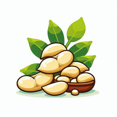 Illustration of soybean with leaves on white background - vector illustrationのイラスト素材