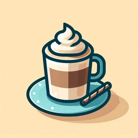 Illustration of a cup of cappuccino with whipped creamのイラスト素材