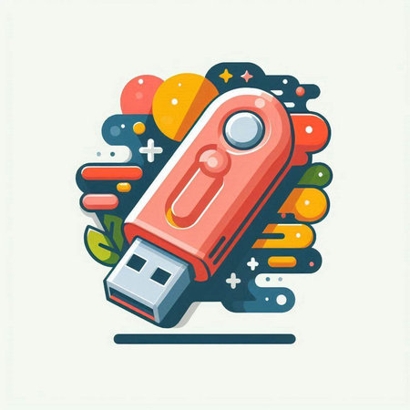 Usb flash drive icon, flat design. Vector colorful illustration.のイラスト素材