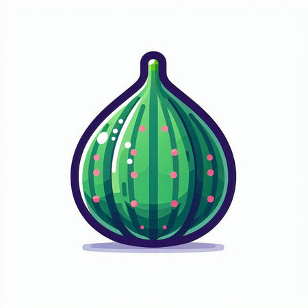 Green fig isolated on white background. Vector illustration in cartoon style.のイラスト素材